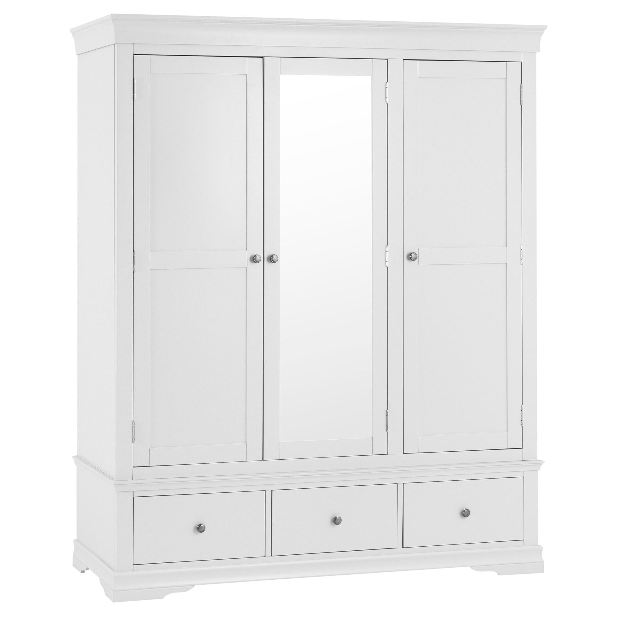 Swindon White 3 Door 3 Drawer Wardrobe | White Wardrobe | White Wooden  Wardrobe With Regard To White Wood Wardrobes (View 6 of 15)
