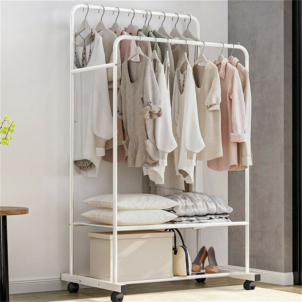 Symple Stuff 80.5cm Rolling Othes Clothes Rack & Reviews | Wayfair.co.uk Inside Large Double Rail Wardrobes (Photo 6 of 15)