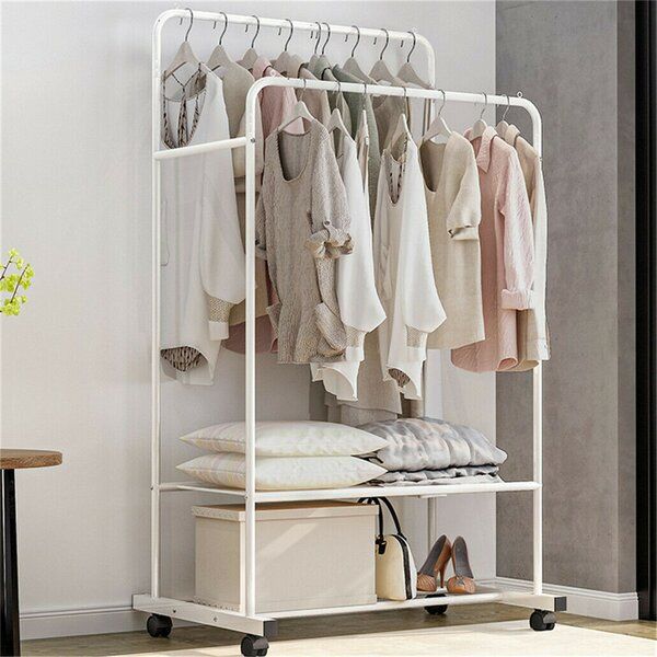 Symple Stuff 80.5cm Rolling Othes Clothes Rack & Reviews | Wayfair.co.uk Throughout Clothes Rack Wardrobes (Photo 7 of 15)