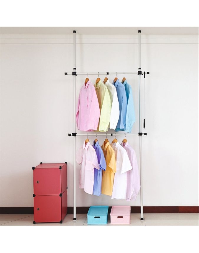Telescopic Wardrobe Organiser Double Hanging Rail | Scott's Of Stow In Double Rail Single Wardrobes (View 10 of 15)