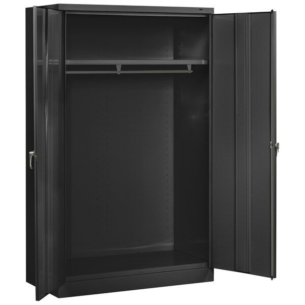 Tennsco 18" X 48" X 78" Black Jumbo Wardrobe Cabinet With Solid Doors –  Assembled J1878suw Blk Intended For Black Single Door Wardrobes (View 8 of 15)