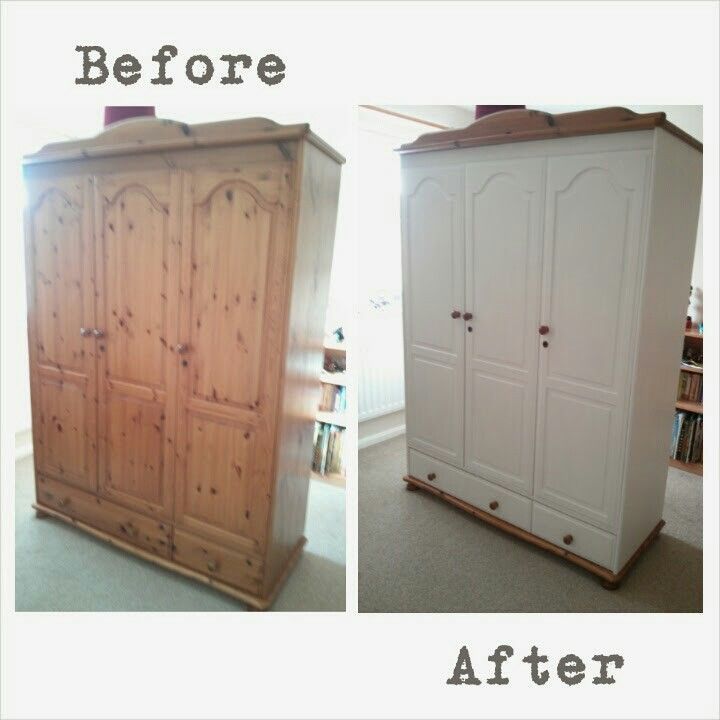 The Happy Revamper. Pine Wardrobe. Annie Sloan Chalk Paint, Old White (View 4 of 15)