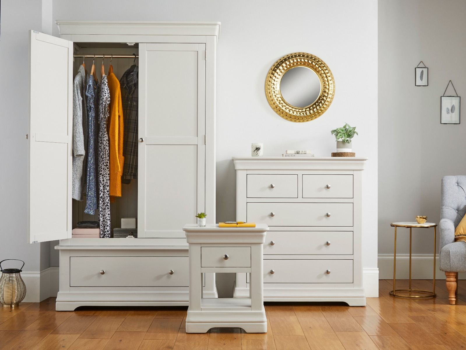 Toulouse Grey Bedroom Set, Wardrobe, Chest Of Drawers, 1 Drawer Bedside  Table Within Wardrobes And Chest Of Drawers Combined (Photo 1 of 15)