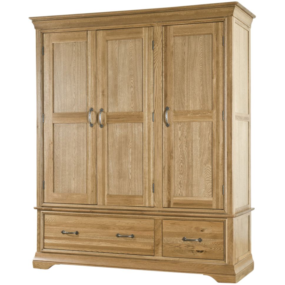 Tuscany French Oak Sleigh Triple Wardrobe – Crown French Furniture Regarding Triple Oak Wardrobes (View 11 of 15)