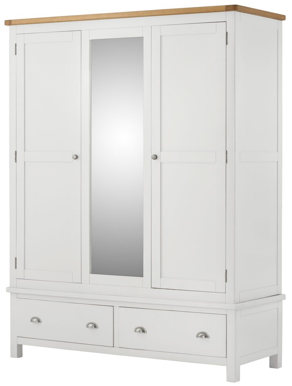 Tynedale White Triple Wardrobe With Mirror | Oak World Intended For Triple Mirrored Wardrobes (Photo 8 of 15)