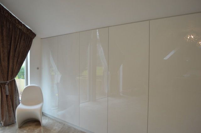Ultra High Gloss White Handle  Less Fitted Bedroom – Contemporary – Closet  – Other  Idesign Interiors (sw) Ltd | Houzz With Wardrobes White Gloss (View 15 of 15)