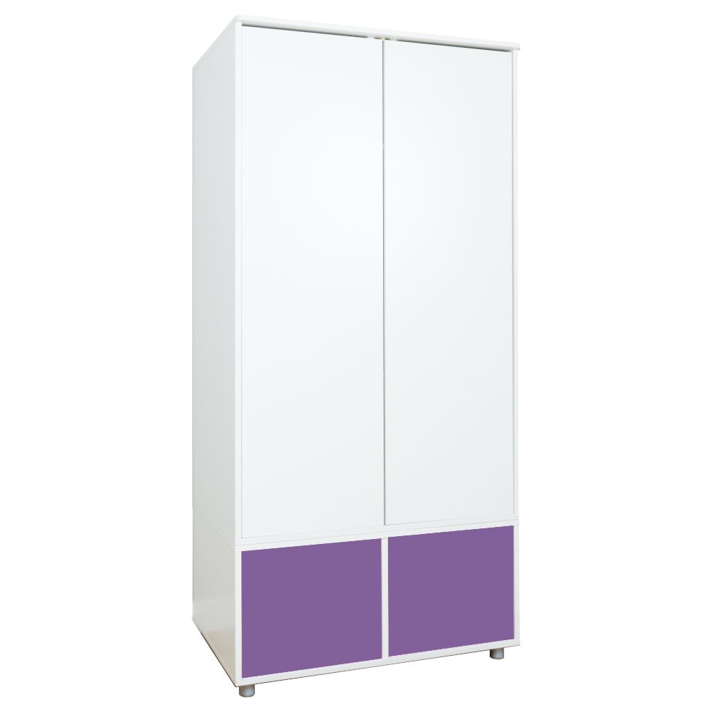 Uno S Tall Wardrobe White – Incl. Small Purple Doors For Stompa Wardrobes (Photo 4 of 15)