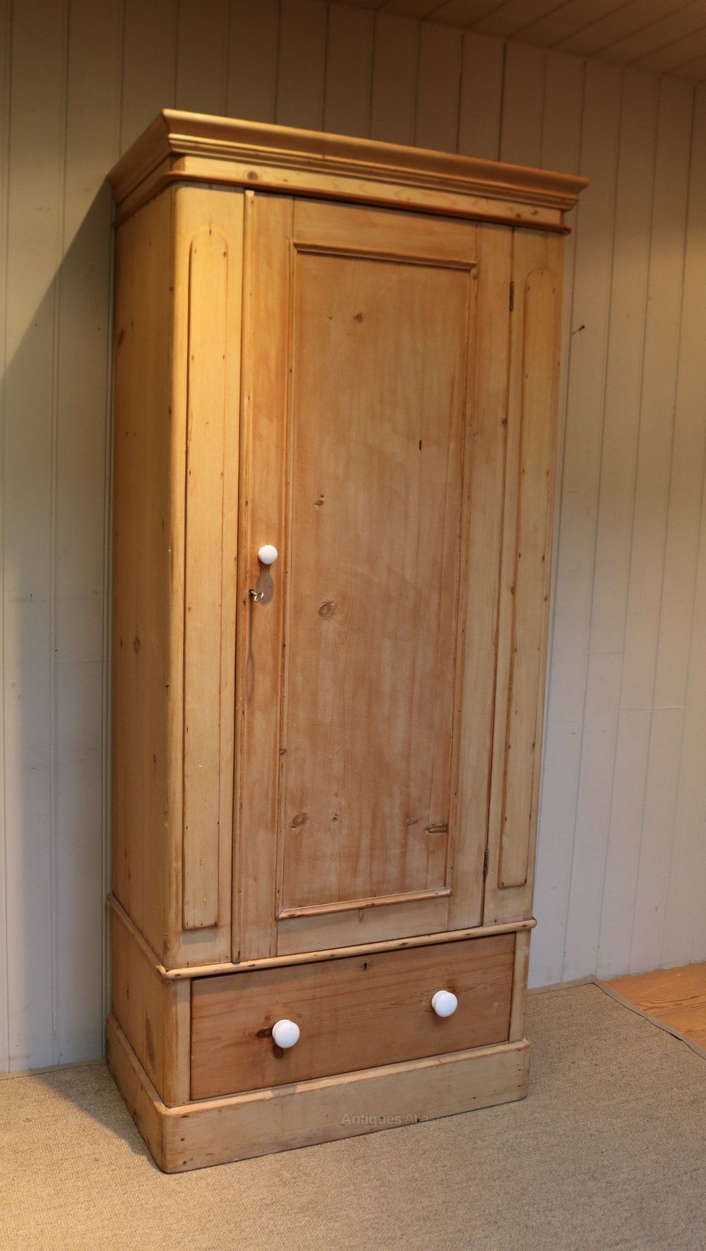 Victorian Single Pine Wardrobe | Pine Wardrobe, Antique Wardrobe, Single  Door Wardrobe Inside Single Door Pine Wardrobes (Photo 10 of 15)