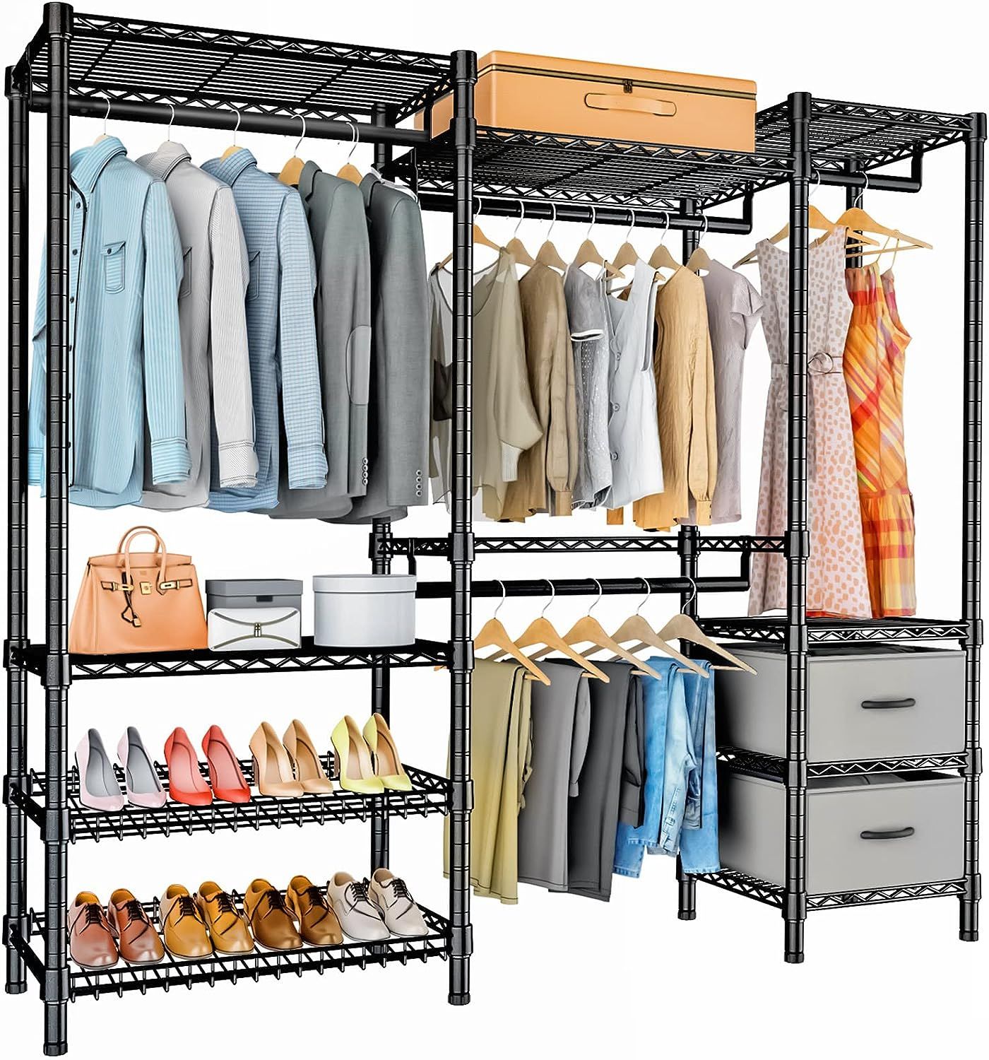 Vipek V8 Wire Garment Rack 5 Tiers Heavy Duty India | Ubuy With Regard To 5 Tiers Wardrobes (Photo 14 of 15)