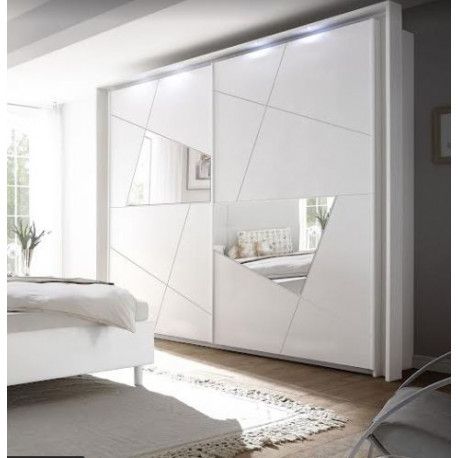 Vittoria Sliding Wardrobe In High Gloss White With Decorative Frame And Led  Lights – Furnitureroom (5173) – Sena Home Furniture Intended For High Gloss Sliding Wardrobes (View 11 of 15)