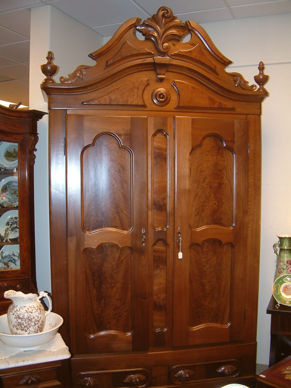 Walnut Victorian Double Door Wardrobe / Armoire – Salado Creek Antiques Regarding Victorian Wardrobes (Photo 2 of 15)