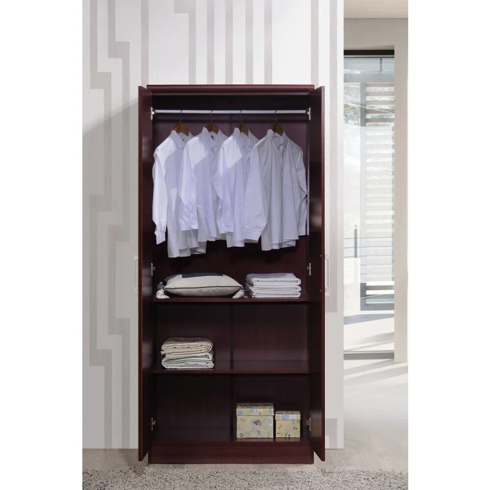Wardrobes 2 – Door Wardrobe With 4 – Shelves Mahogany 17.00 X 31.50 X  (View 13 of 15)
