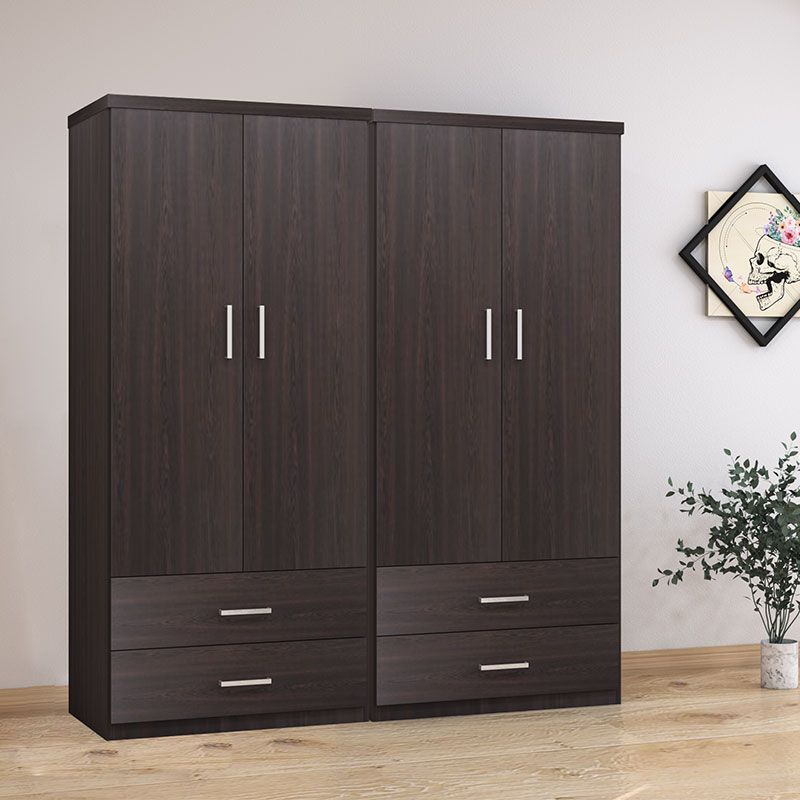 Wardrobes Lego Pakoworld With 4 Doors And 4 Drawers In Wenge Color  160x45x180cm | Pakoworld For 4 Door Wardrobes (Photo 7 of 15)