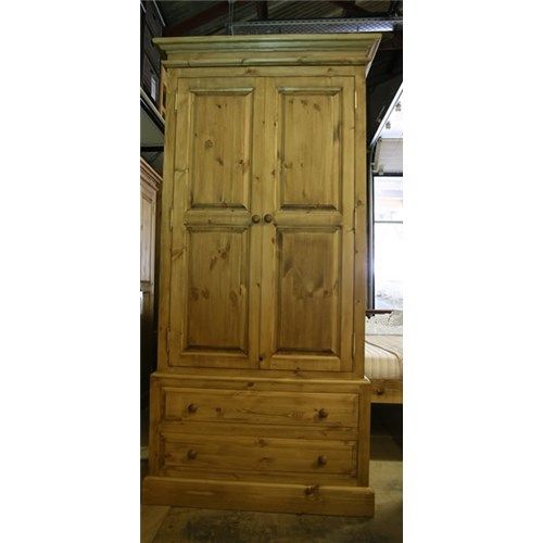 Waxed Solid Pine 3ft Double Drawer Stack Pine Wardrobe – Kennedys Furniture,  Clacton On Sea Throughout Pine Wardrobes With Drawers And Shelves (View 10 of 15)