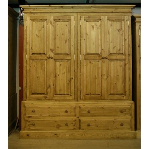 Waxed Solid Pine 6ft Double Drawer Stack Pine Wardrobe – Kennedys  Furniture, Clacton On Sea In Double Pine Wardrobes (View 3 of 15)
