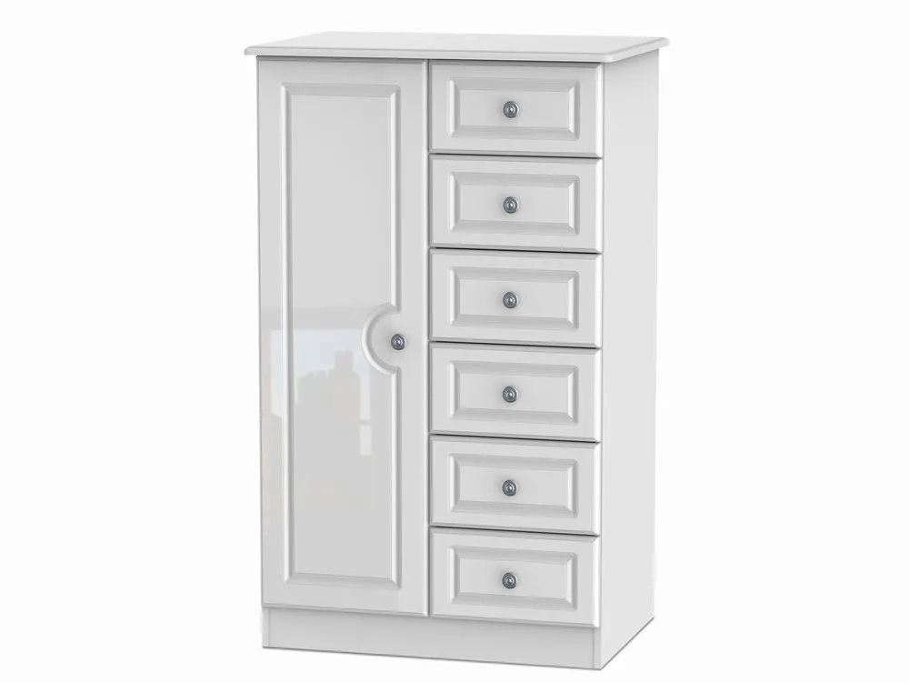 Welcome Pembroke White High Gloss Childrens Small Wardrobe (assembled) Regarding Small Tallboy Wardrobes (Photo 13 of 15)