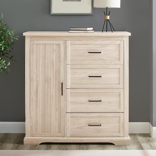 Welwick Designs 45 In. W. Birch Wood 4 Drawer And 1 Cabinet Transitional  Wardrobe Hd8908 – The Home Depot Intended For Wardrobes Chest Of Drawers Combination (Photo 2 of 15)