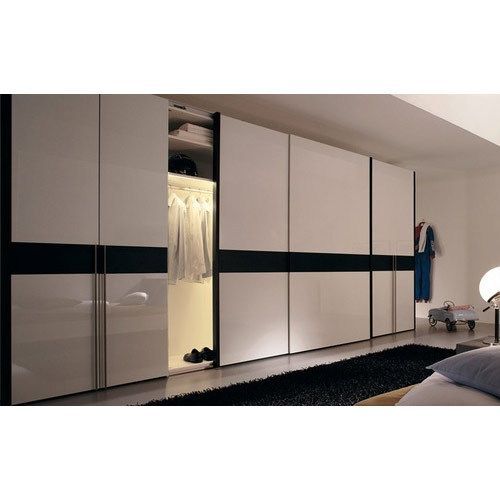 White And Black Wooden Sliding Door Wardrobe For Home With Dark Wood Wardrobes With Sliding Doors (View 3 of 15)