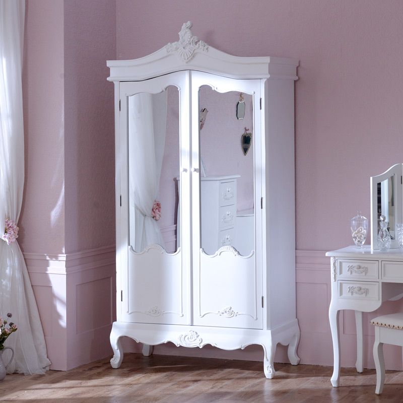 White Double Wardrobe – Pays Blanc Range | Flora Furniture Regarding Shabby Chic White Wardrobes (Photo 13 of 15)