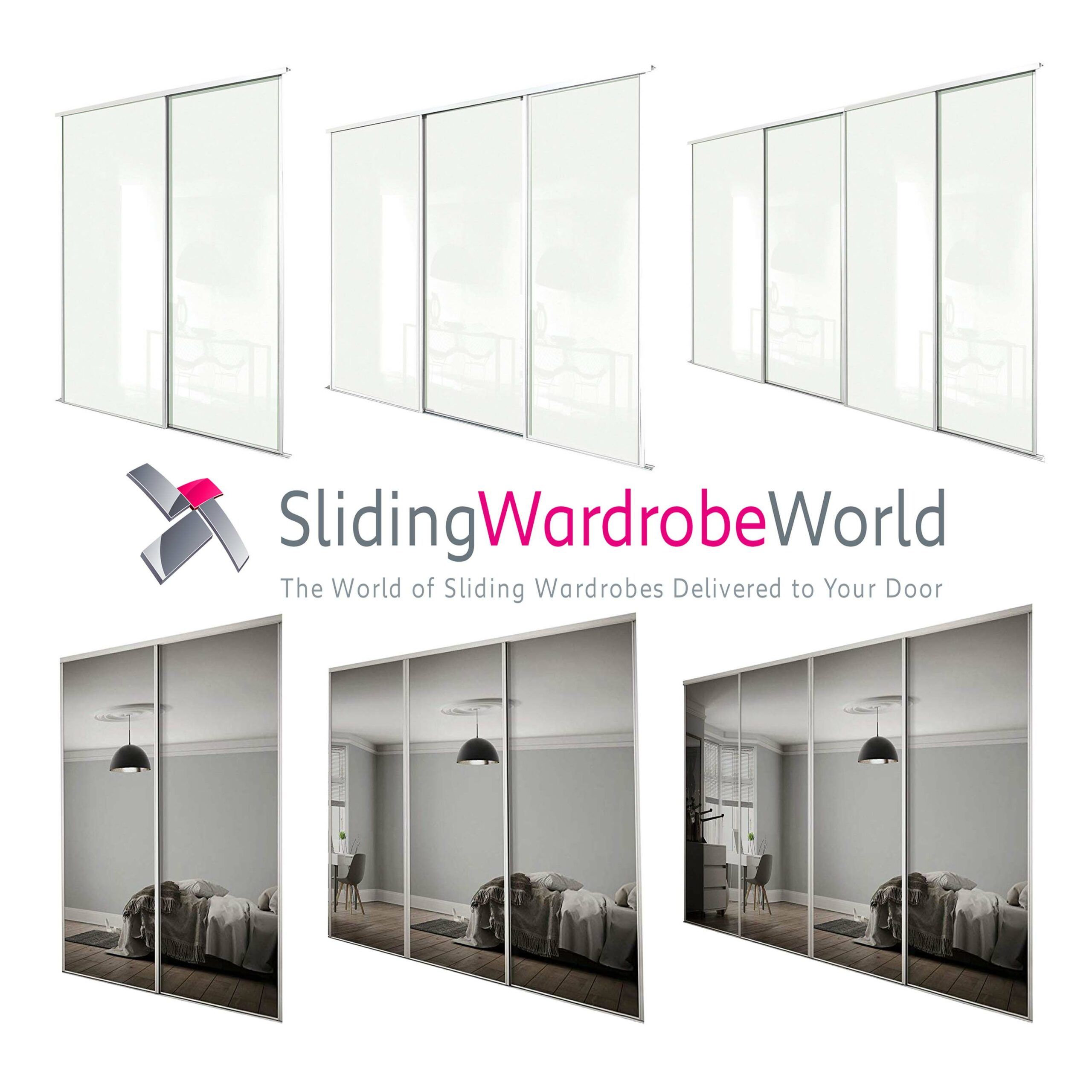 White Frame Arctic White Glass And Mirror 'classic' Sliding Door Kits (many  Sizes) – Sliding Wardrobe World With Regard To Arctic White Wardrobes (View 7 of 15)