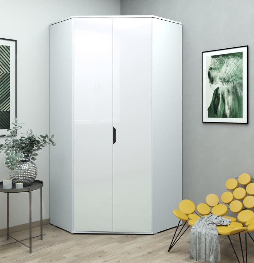 White High Gloss Corner Wardrobes – Online Outlet With Regard To Tall White Wardrobes (View 10 of 13)