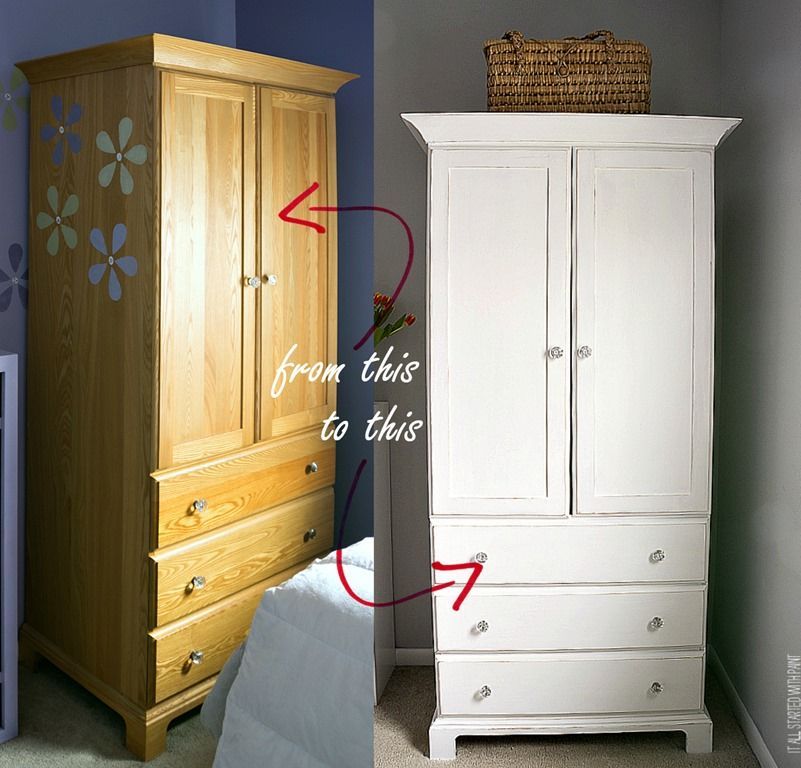 White Painted Armoire – It All Started With Paint | Painted Armoire,  Furniture Makeover, Pine Bedroom Furniture In White Painted Wardrobes (Photo 4 of 15)
