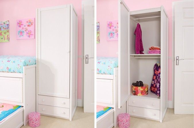 White Single Combi Wardrobe | Kids Bedroom Furniture | Childrens Bed  Centres | Childrens Bed Centres With Single White Wardrobes With Drawers (View 13 of 15)