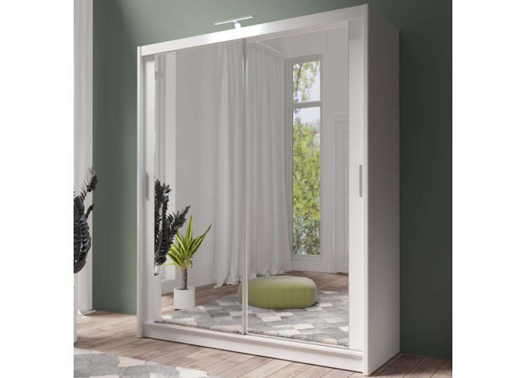 White Sliding Door Wardrobe With Mirrors 120cm/150cm/180cm/203cm Intended For White Mirrored Wardrobes (Photo 1 of 18)