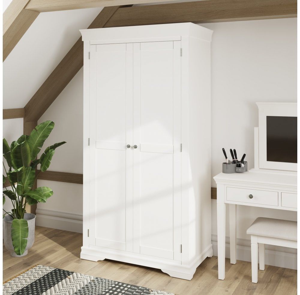 Whitecliff White 2 Door Full Hanging Wardrobe – Furniture From Readers  Interiors Uk Inside Double Rail White Wardrobes (Photo 14 of 15)