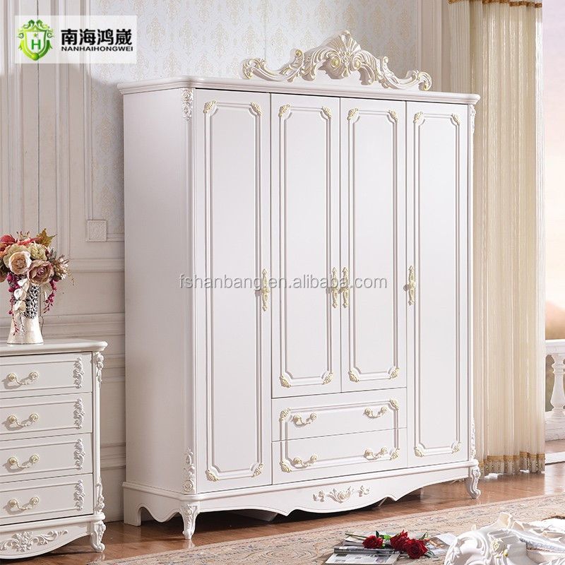 Wholesale White Carved Large French Style Wooden Panel 4, 5, 6 Door Bedroom Furniture  Wardrobe Armoire From M (View 7 of 15)