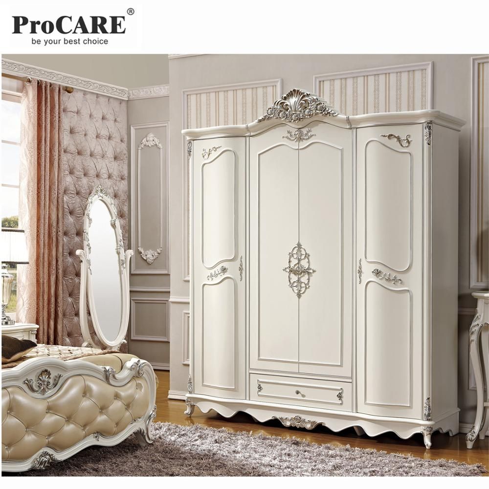 Wholesale Wood Vintage Design Armoire Wardrobe White Colour High Class  Solid Bedroom Furniture Home Furniture Wooden 4 Doors Antique 1 Set From  M.alibaba In White Vintage Wardrobes (Photo 3 of 15)