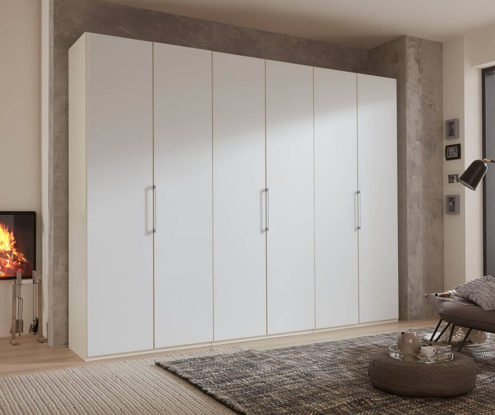 Wiemann Glasgow Pebble Grey Matt Glass 6 Door Hinged Wardrobe | Beds Direct  Uk For 6 Door Wardrobes (View 6 of 15)