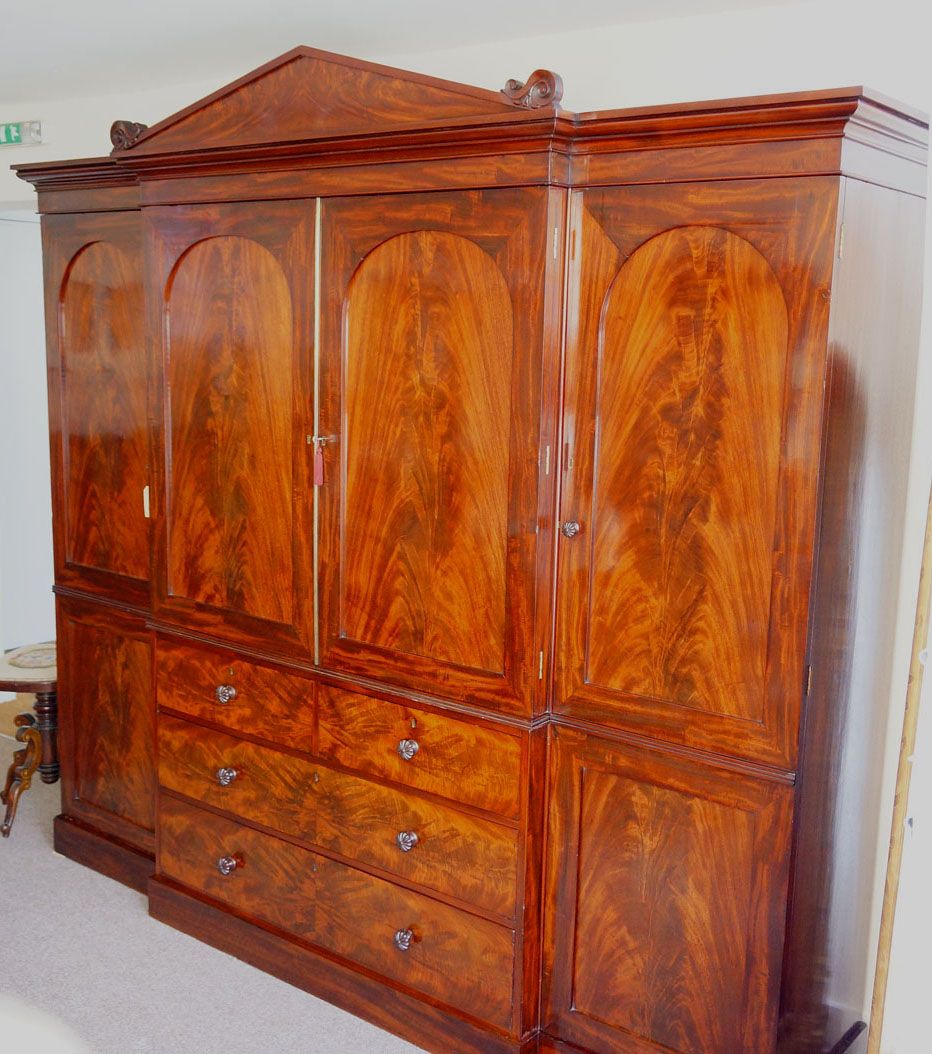 William Iv Mahogany Breakfront Wardrobe | Hingstons Antiques Dealers With Regard To Georgian Breakfront Wardrobes (Photo 14 of 15)