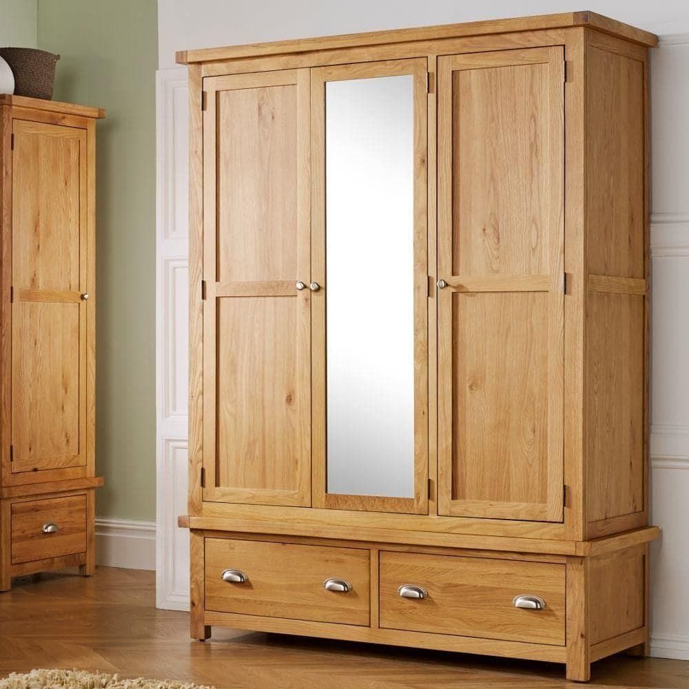 Woburn Oak 3 Door & 2 Drawer Wardrobe | Happy Beds With Regard To Cheap Solid Wood Wardrobes (Photo 4 of 11)