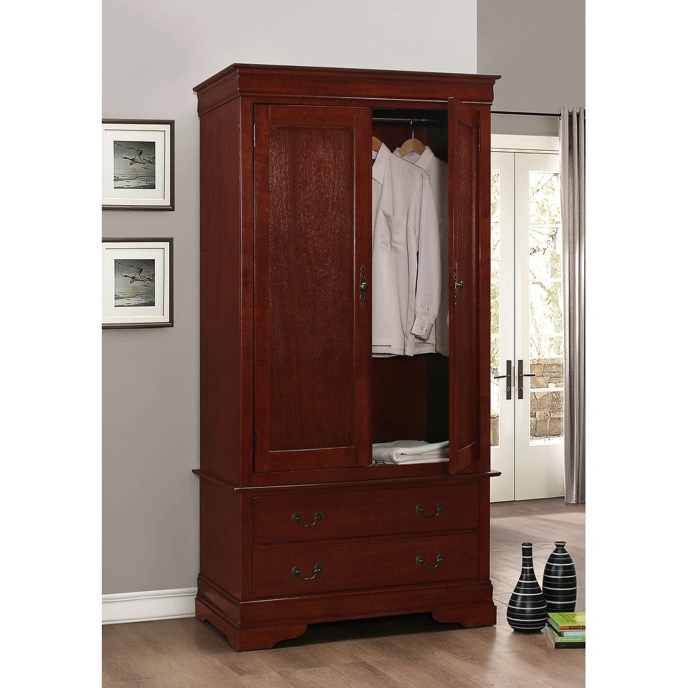 Wood, Cherry Finish Armoires And Wardrobes – Bed Bath & Beyond Throughout Wardrobes In Cherry (View 8 of 15)