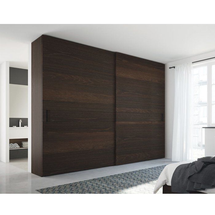Wood Veneer Finish Sliding Doors Wardrobe Grt  Wd14 – Grt Building Materials Pertaining To Dark Wood Wardrobes With Sliding Doors (View 8 of 15)