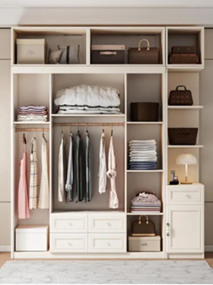 Wood Wardrobe Clothes Organizer Closet | Wardrobe Closet Bedroom Clothes –  White – Aliexpress Throughout White Wardrobes With Drawers (Photo 7 of 14)