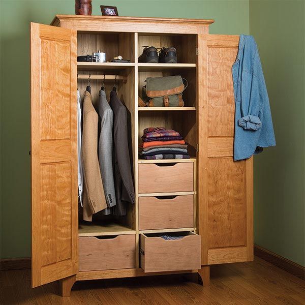 Woodcraft Magazine – Traditional Cherry Wardrobe – Paper Plan | Wood  Furniture Plans, Wardrobe Design Bedroom, Small Closet Makeover Intended For Wardrobes In Cherry (View 4 of 15)