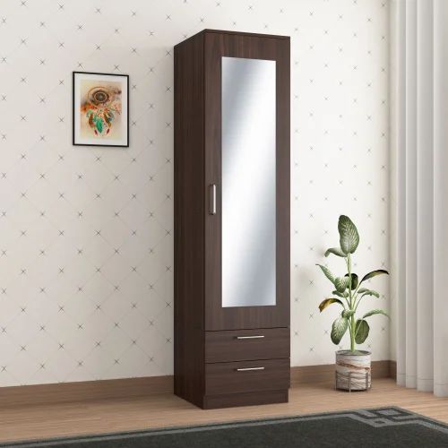 Wooden Single Door With Mirror Wardrobe – Membrane For Single Door Mirrored Wardrobes (Photo 5 of 15)