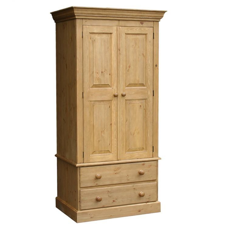 Woodies Pine Double Wardrobe With 2 Drawers – Old Creamery Furniture For Double Pine Wardrobes (Photo 1 of 15)