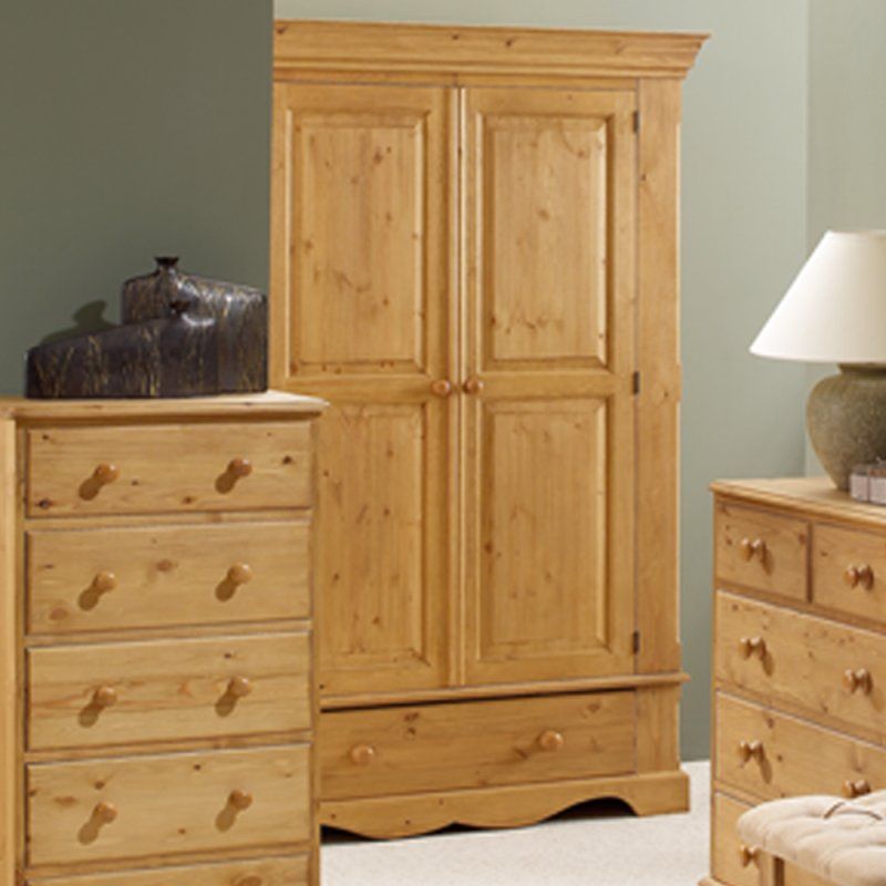 Woodies Pine Double Wardrobe With 2 Drawers – Old Creamery Furniture In Double Pine Wardrobes (View 11 of 15)