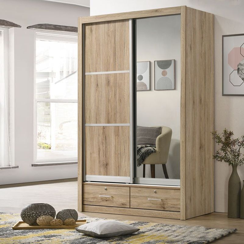 Wr 319 2 Door 2 Drawer Sliding Door Wardrobe Natural –  Furnituredirect (View 14 of 15)
