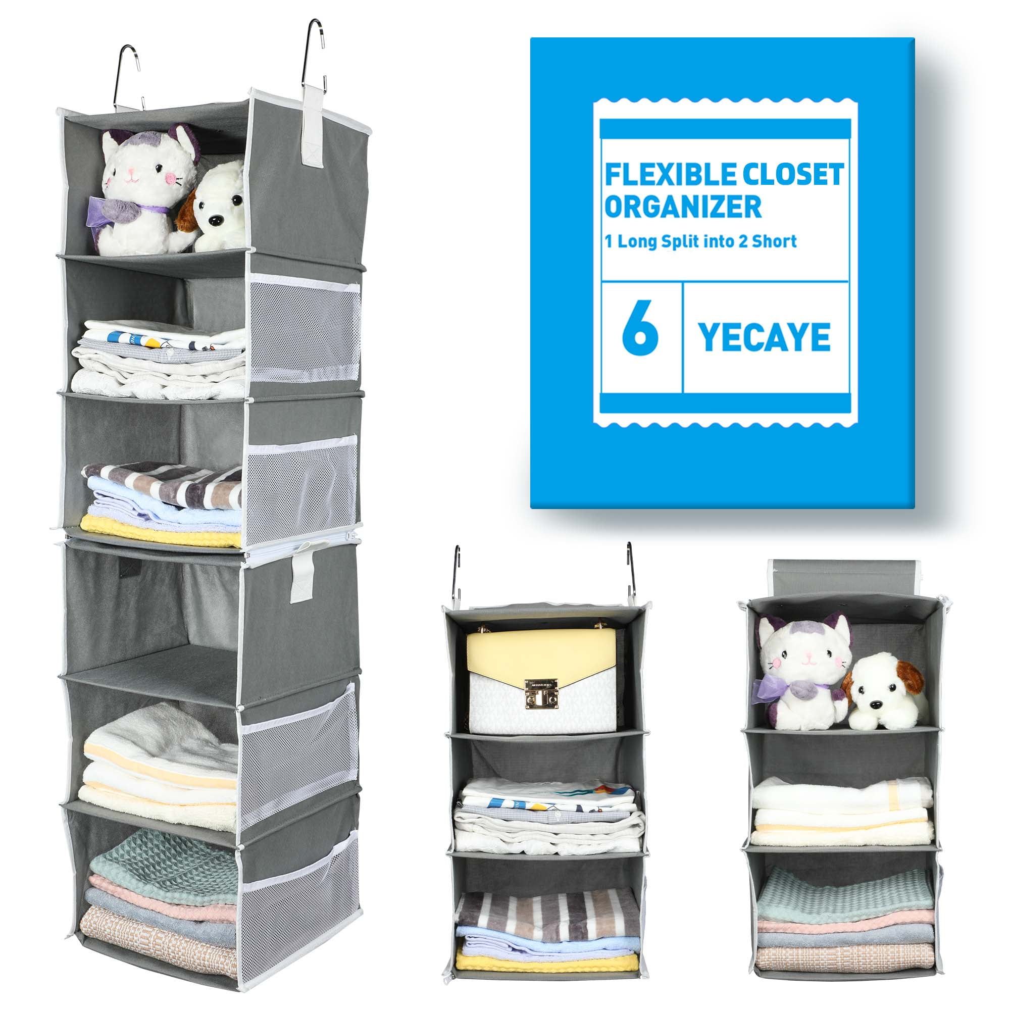 Yecaye 6 Shelf Hanging Closet Organizer, 2 Separable 3 Shelf Hanging  Shelves For Wardrobe Clothes Storage, Gray – Walmart With 2 Separable Wardrobes (View 4 of 15)