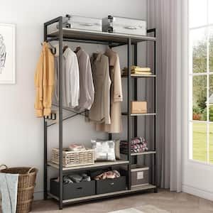 Yofe Light Ivory Wooden Clothes Rack With Metal Frame Closet Organizer  Portable Garment Rack With 2 Storage Box & Side Hook  Camyiy Gi41554w1162 Crack01 – The Home Depot Inside Garment Cabinet Wardrobes (Photo 6 of 15)