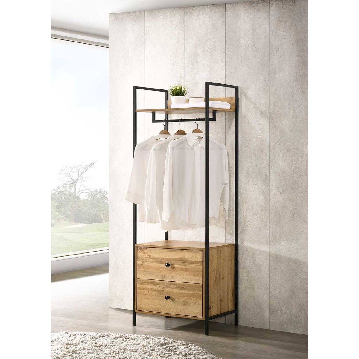 Zahra Bedroom Open Wardrobe With 2 Drawers Pertaining To Wardrobes With Two Drawers (View 7 of 15)