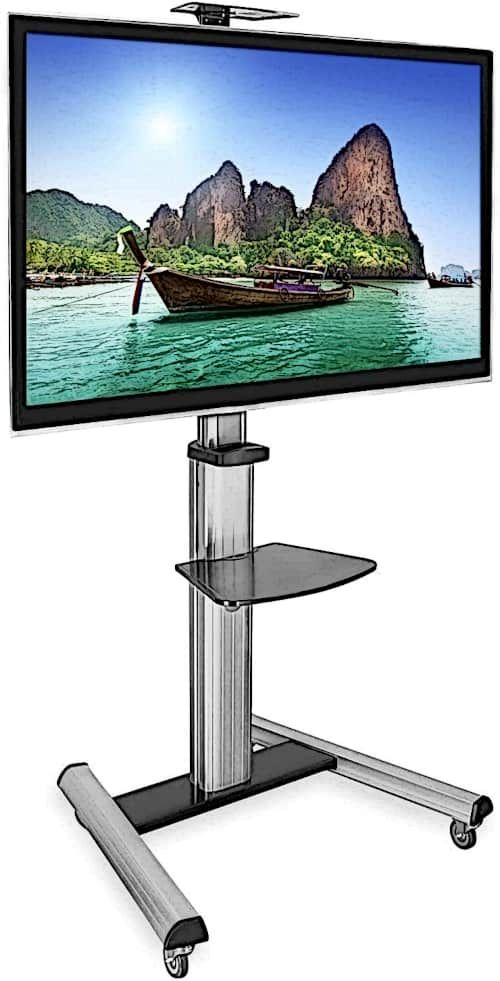 16 Mobile Tv Stands With Tilt & Adjustable Height [2023] Regarding Mobile Tilt Rolling Tv Stands (View 15 of 15)