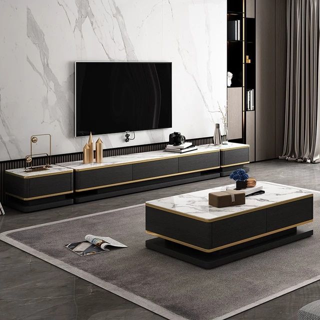 1726.0us $ |light Luxury Marble Tv Cabinet Tea Table Combination Living  Room Set Mo… | Tv Cabinet Design Modern, Wall Cabinets Living Room, Center  Table Living Room Throughout Black Marble Tv Stands (Photo 10 of 15)