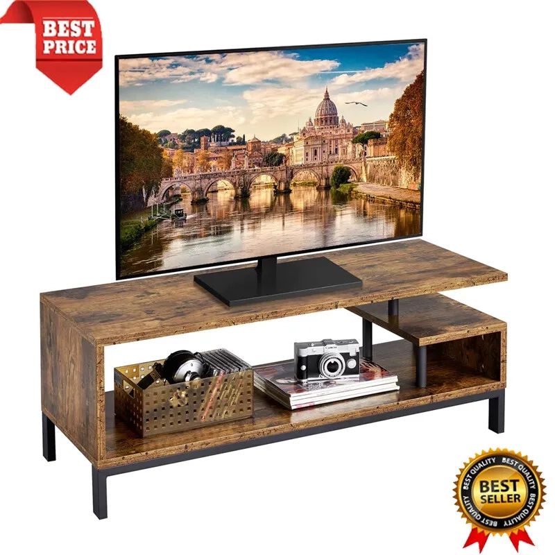 55'' Tv Stand Entertainment Console Media Table Storage Living Room Rustic  Brown | Ebay With Regard To Cafe Tv Stands With Storage (Photo 6 of 15)