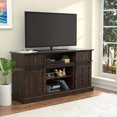 58" Farmhouse Tv Stand For Tvs Up To 65 Inch Entertainment Center Media  Cabinet | Ebay Pertaining To Farmhouse Media Entertainment Centers (View 15 of 15)