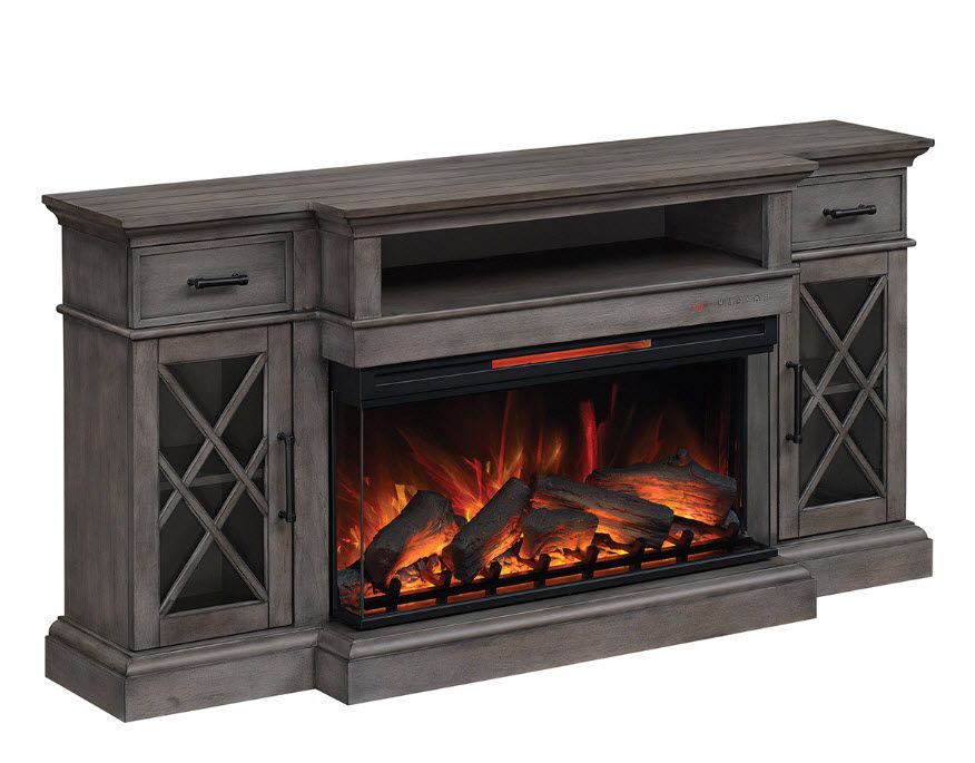 70" Hamilton Weathered Gray Tv Stand Infrared Electric Fireplace With Regard To Electric Fireplace Tv Stands (Photo 4 of 15)